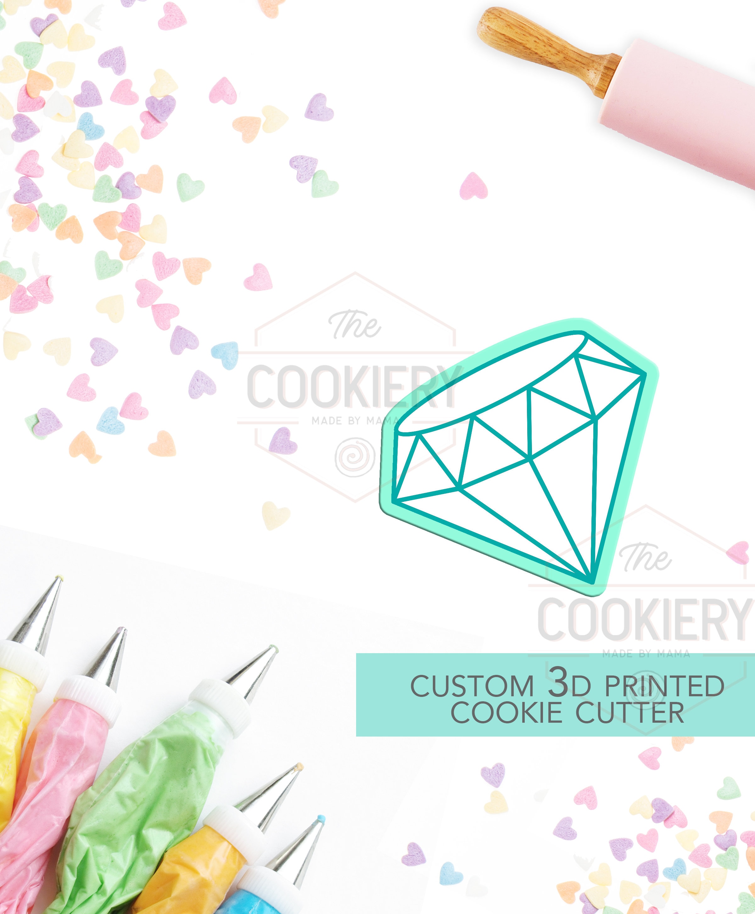 Diamond Cutter Designs Diamond Cookie Cutter - Diamond Shape Cookie Cutter - 3D Printed Cookie ...