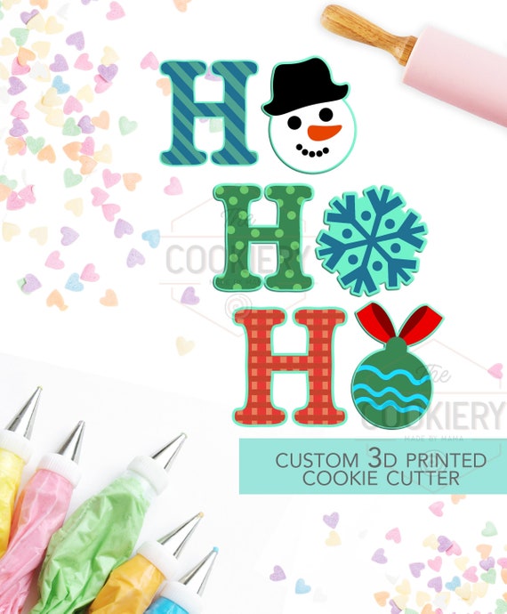 Ho Ho Ho Christmas Lettering 4 PC  Set- Christmas Cookie Cutters - Winter Cookie cutters - 3D Printed Cookie Cutter - TCK84177 - Set of 4