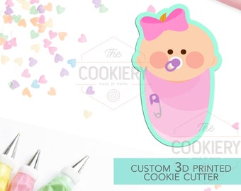 Swaddled Baby Cookie Cutter, Baby Girl Cookie,  Baby Shower Cookie - 3D Printed Cookie Cutter - TCK32134