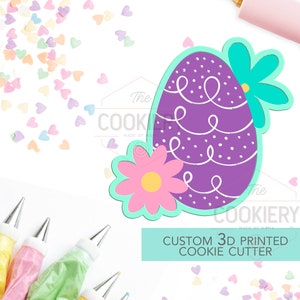 Easter Egg Cutter with Flowers, Cutter, Happy Easter Egg Cookie Cutter, 3D Printed Cookie Cutter - TCK12107