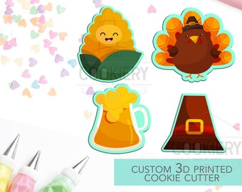 Mini Autumn Elements Set - Mini Autumn Thanksgiving Cookie Cutters - Fall Cookie cutters - 3D Printed Cookie Cutter - TCK21136 - Set of 4