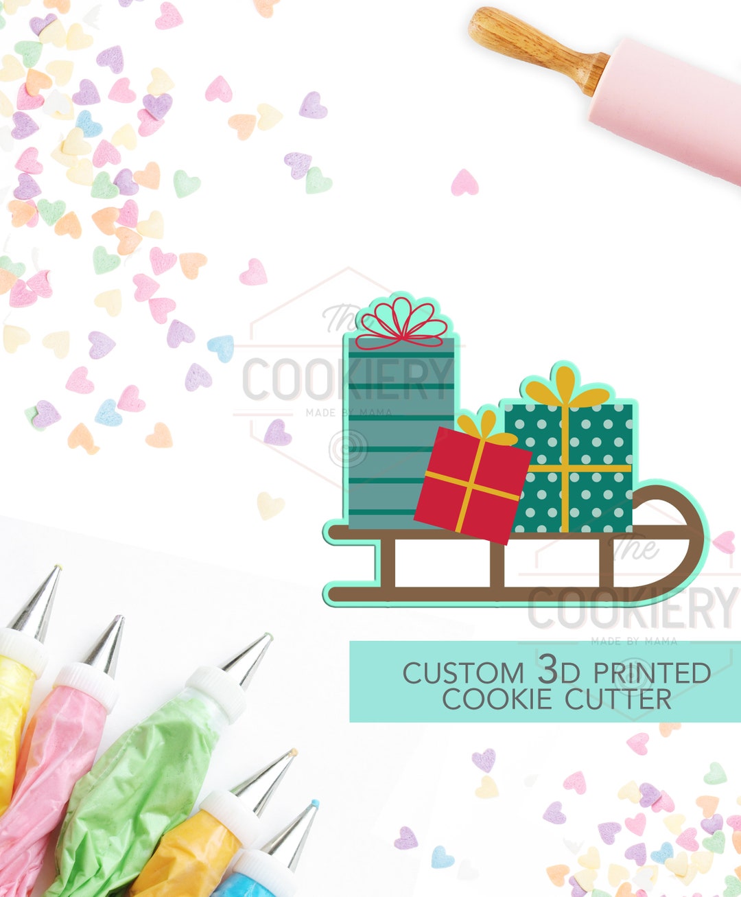 Sled With Christmas Presents Cookie Cutter Christmas Sled Cookie Cutter