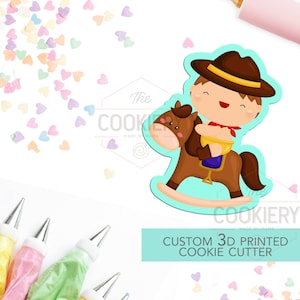 Baby Cowboy on Rocking Horse Cookie Cutter -  Western Theme Cutter -  3D Printed Cookie Cutter - TCK81110