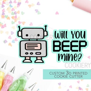 Will You Beep Mine - 2 PC Set  - Valentine&#39;s Day puns Cookie Cutters - Platter Cookie cutters - 3D Printed Cookie Cutter - TCK47107