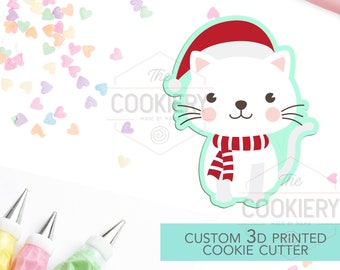 Cute Christmas Kitty Cookie Cutter - Santa Cat Cookie Cutter - Winter Cutter -   3D Printed Cookie Cutter - TCK84123