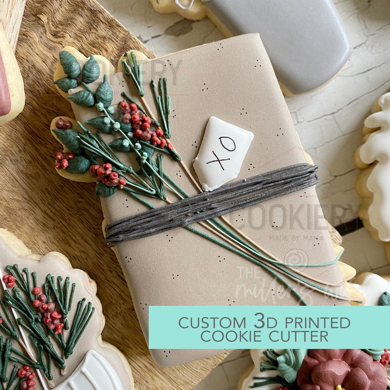 Geschenk mit Greenery Ausstechform - Weihnachtsausstechform - 3D Gedruckter Ausstechform - Tck88292