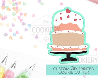 Tiered Cake Cookie Cutter - Wedding Cake Cookie Cutter - Cake on Cake Stand Cutter -  3D Printed Cookie Cutter - TCK22105