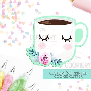 Floral Chubby Mug Cutter, Baking and Cooking Cookie Cutter - 3D Printed Cookie Cutter - TCK25105