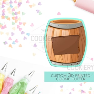 Wooden Barrell Cookie Cutter -  Western Theme Cutter -  3D Printed Cookie Cutter - TCK81109