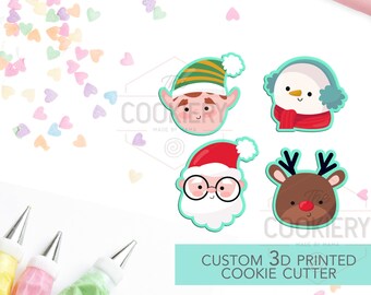 Mini Christmas Elements Set - Mini Christmas Cookie Cutters - Winter Cookie cutters - 3D Printed Cookie Cutter - TCK21150 - Set of 4
