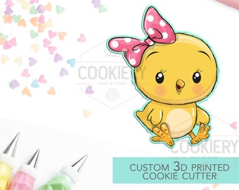 Girly koekjesvorm voor kuikens voor Pasen - koekjesvorm voor kuikens - lente- en zomerkoekje - 3D-geprinte koekjesvorm - TCK12149