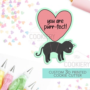 Cat Balloon  You are Purr-fect Cookie Cutter - Valentine&#39;s Day Cookie Cutter -  3D Printed Cookie Cutter - TCK47131