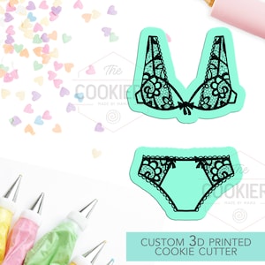 Two Piece Lingerie Cookie Cutter - Bachelorette Party Cookie Cutter  - 3D Printed Cookie Cutter - TCK26118 - Set of 2 matching cutters
