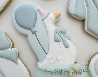 Silly Goose with Birthday Hat & Bow Cookie Cutter -  Goose Birthday Cookie Cutter -   3D Printed Cookie Cutter - TCK34209