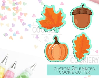 Mini Autumn Elements Set - Mini Autumn Harvest Cookie Cutters - Fall Cookie cutters - 3D Printed Cookie Cutter - TCK21135 - Set of 4