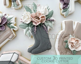 Floral Boots Cookie Cutter - Floral Mother's Day Cookie Cutter - 3D Printed Cookie Cutter - TCK19157