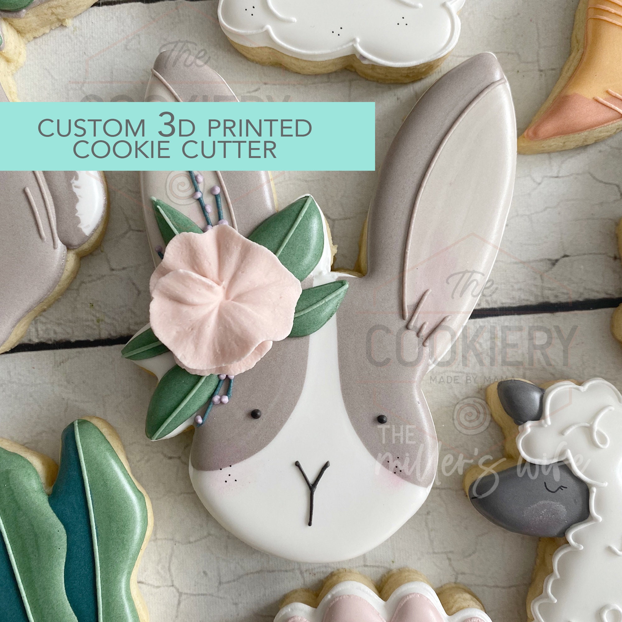 Girly Bunny Head Cookie Cutter Easter Cookie Cutter 3D | Etsy