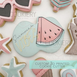 Cortador de biscoitos de placa de melancia - Cortador de biscoitos de praia de verão - Cortador de biscoitos impresso em 3D - TCK29137