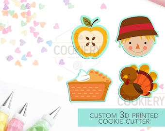 Mini Autumn Elements Set - Mini Autumn Thanksgiving Cookie Cutters - Fall Cookie cutters - 3D Printed Cookie Cutter - TCK21147 - Set of 4