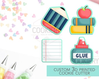 Mini School Elements Set - Mini Back To School Cookie Cutters - 3D Printed Cookie Cutter - TCK21143 - Set of 4