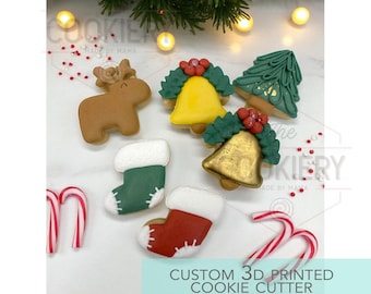 Mini Christmas Elements Set - Mini Christmas Cookie Cutters - Winter Cookie cutters - 3D Printed Cookie Cutter - TCK87266 - Set of 4