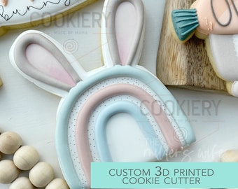 Rainbow with Bunny Ears Cookie Cutter -  Cute Bunny Cookie Cutter -   3D Printed Cookie Cutter - TCK13168
