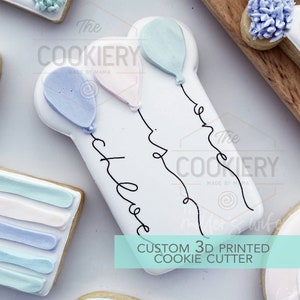 Ballon Plaque Cookie Cutter -  Birthday Party Cookie Cutter -   3D Printed Cookie Cutter - TCK89154