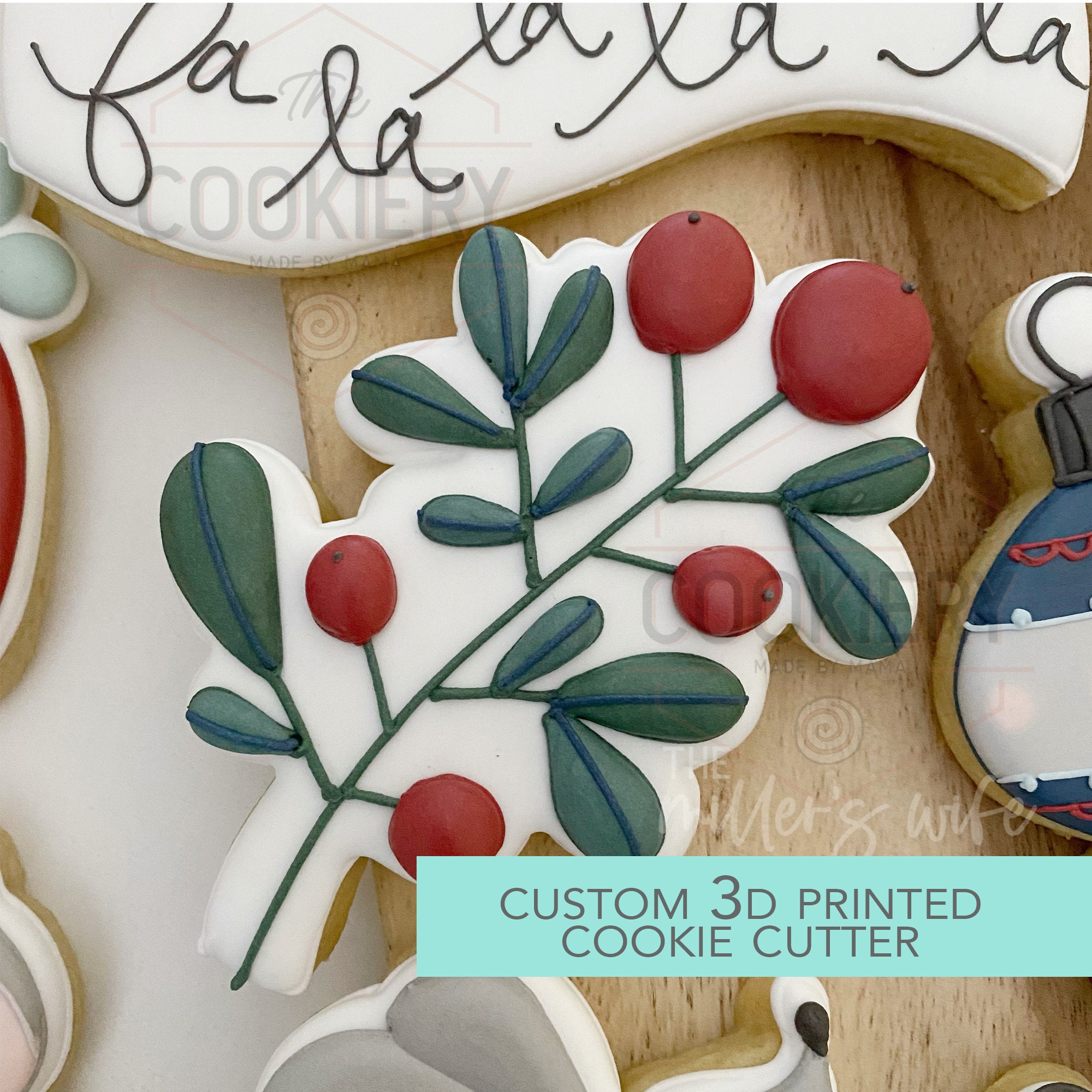 Christmas Leaf Branch Cookie Cutter - Christmas Cookie Cutter   - 3D Printed Cookie Cutter - TCK88307