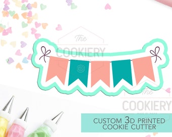 Bunting Flag Cookie Cutter - Banner Cookie Cutter - Party Banner Cookie - 3D Printed Cookie Cutter - TCK68100