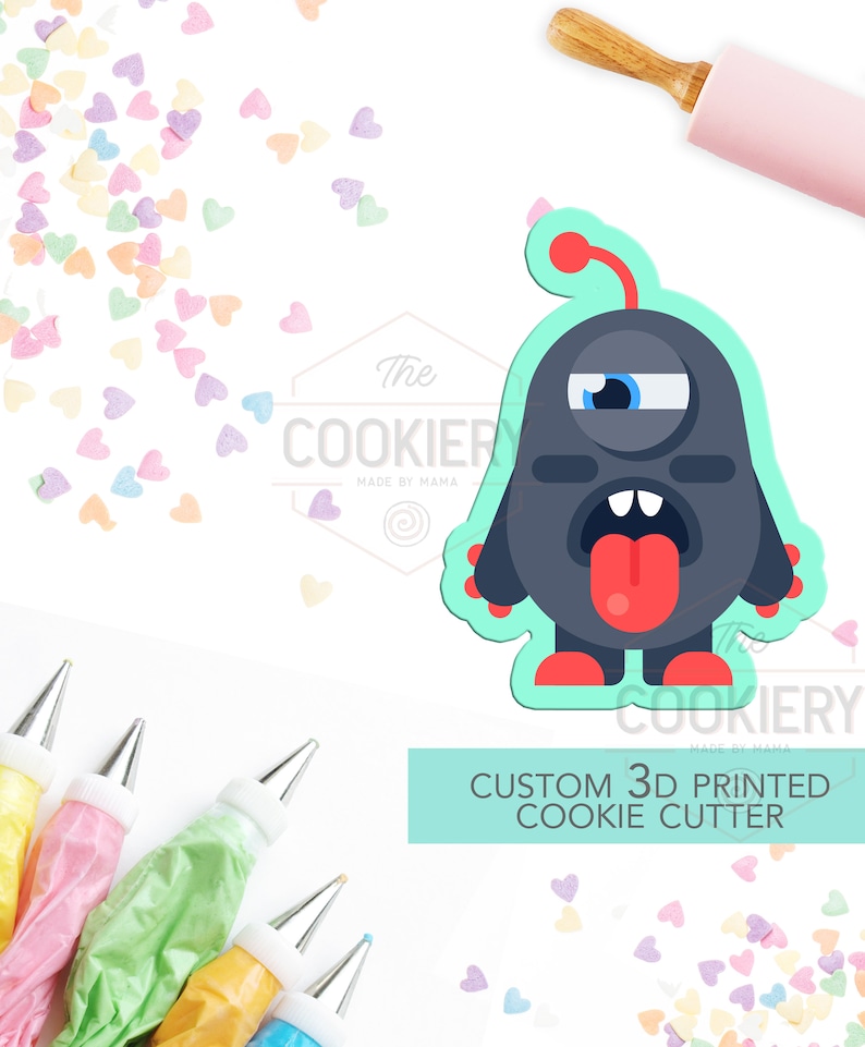 Cute Monster Cookie Cutter - Cute Alien Cookie Cutter - 3D Printed ...