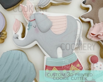 Cortador de galletas con forma de elefante de circo - Cortador de galletas de circo - Cortador de galletas impreso en 3D - TCK83116