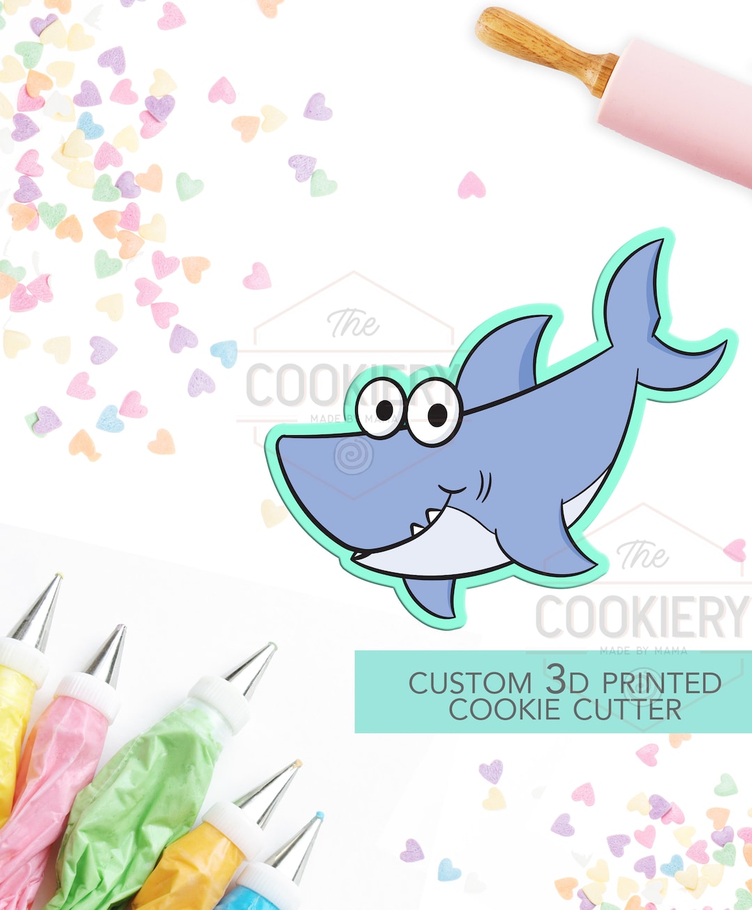 Daddy Shark Cookie Cutter - Baby Shark Cookie Cutter - Cute Shark