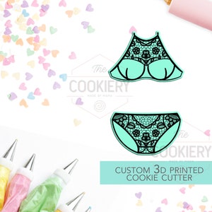 Two Piece Lingerie Cookie Cutter - Bachelorette Party Cookie Cutter  - 3D Printed Cookie Cutter - TCK26114 - Set of 2 matching cutters