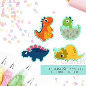 Mini Dinosaur Cookie Cutter Set - Mini Cookie Cutters - 3D Printed Cookie Cutter - TCK21108 - Set of 4 image 1