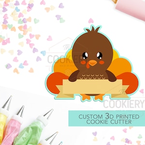 Thanksgiving Turkey Name Plaque - Turkey Cookie Cutter  - Thanksgiving Cookie Cutter - 3D Printed Cookie Cutter - TCK82121