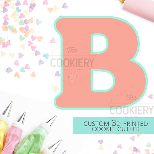Alphabet Letter Cookie Cutter - Block Letter Cookie Cutter - Letter B Cookie Cutter - 3D Printer Cutter - TCK46157