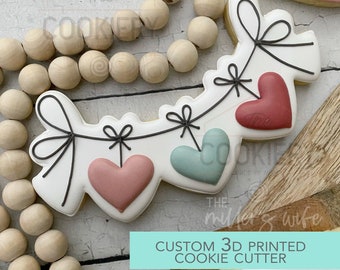 Valentines Heart Banner Bunting Garland Cookie Cutter - Christmas Cookie Cutter   - 3D Printed Cookie Cutter - TCK88315