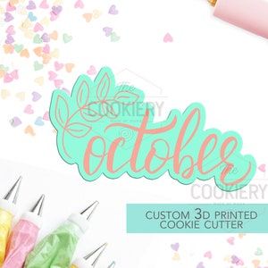 October Cookie Cutter  -  Thanksgiving Cutter - Autumn Cutter and Stencil - 3D Printed Cookie Cutter - TCK23154