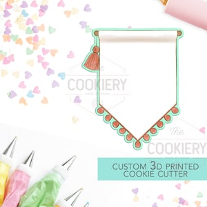 Tassel Hanging Banner Flag Cookie Cutter -  Cookie Cutter Banner  - 3D Printed Cookie Cutter - TCK68110