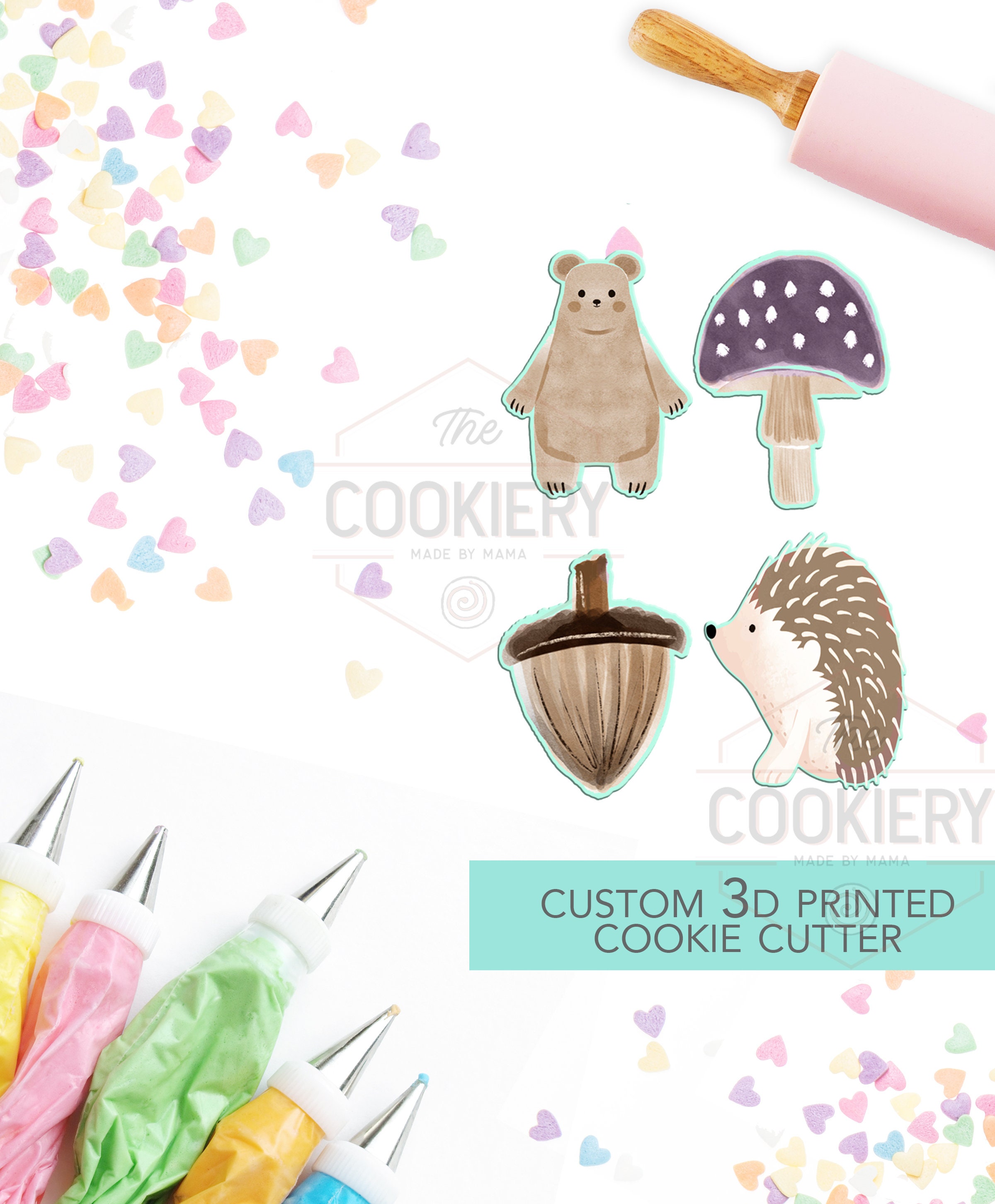 Mini Woodland Fall Set Cookie Cutter - Fall Mini Cookie Cutter - 3D Printed Cookie Cutter - TCK21151