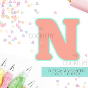 Alphabet Letter Cookie Cutter - Block Letter Cookie Cutter - Letter N Cookie Cutter - 3D Printer Cutter - TCK46169