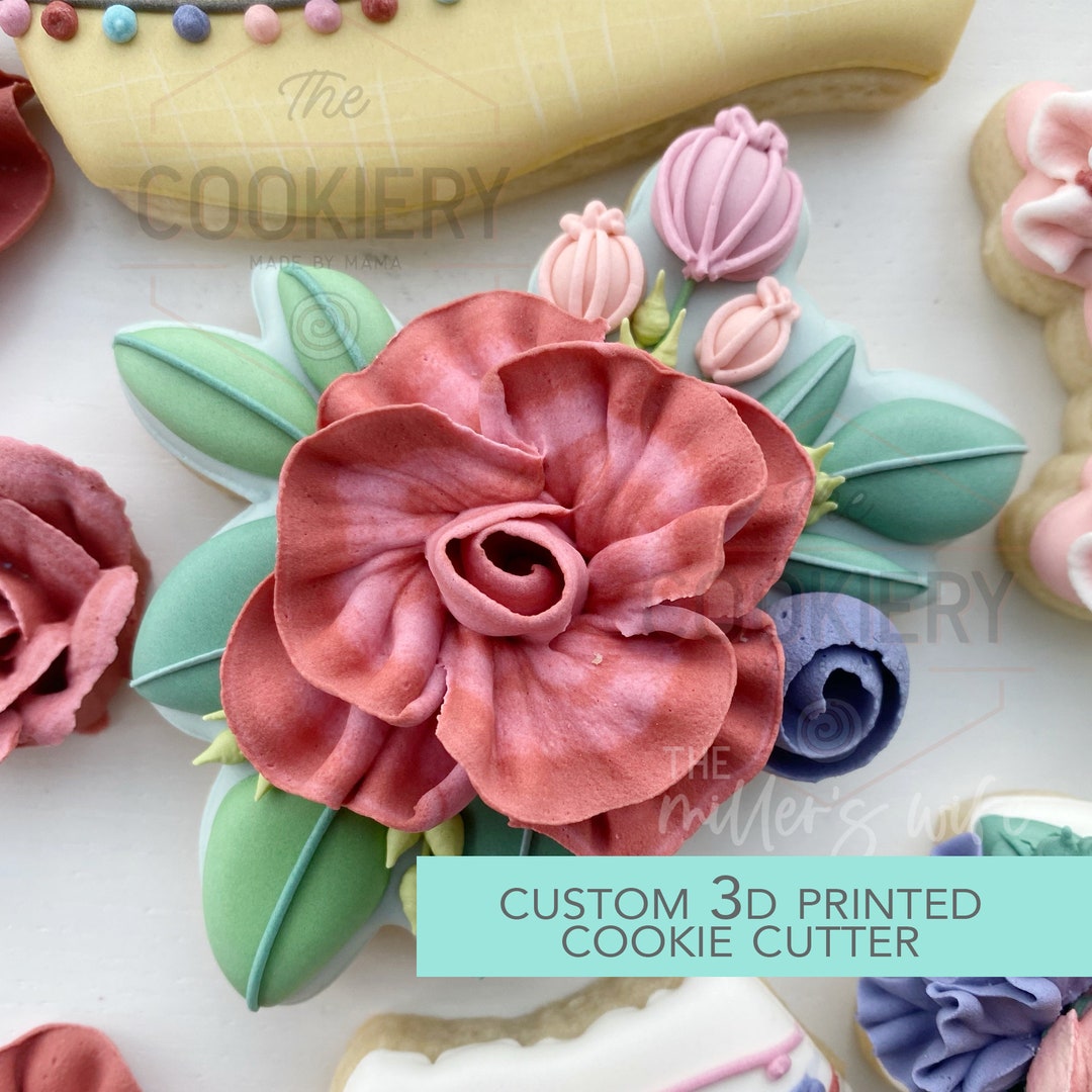 Floral Cluster Cookie Cutter Summer Cookie Cutter 3D Printed Cookie