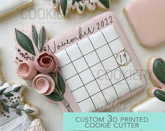 Floral Square Save the Date Plaque Cookie Cutter- Wedding Plaque Cookie Cutter - 3D Printed Cookie Cutter - TCK89101