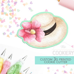 Floral Gardening Hat Cookie Cutter - Summer Women&#39;s Hat Cookie Cutter -  Fashion Cookie Cutter - 3D Printed Cookie Cutter - TCK49108