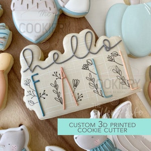 Hello Fall Plaque Cookie Cutter - Fall and Thanksgiving - Cookie Cutter -  3D Printed Cookie Cutter - TCK82162