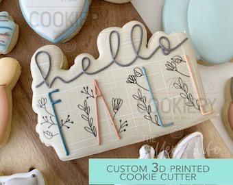 Hello Fall Plakette Ausstecher - Herbst und Thanksgiving - Ausstecher - 3D Gedruckter Ausstecher - TCK82162