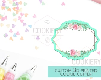 Cortador de galletas con placa floral geométrica - Placa cortadora de galletas floral para bodas - Cortador de galletas impreso en 3D - TCK36130