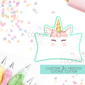 Unicorn Name Plaque  Cookie Cutter - Cute Unicorn Plaque Cutter  - 3D Printed Cookie Cutter - TCK18147