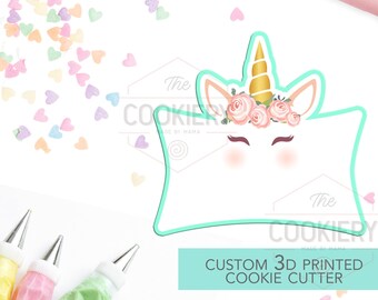 Cortador de galletas con placa de unicornio - Lindo cortador de galletas con placa de unicornio - Cortador de galletas impreso en 3D - TCK18147
