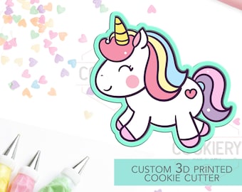 Cortador de galletas de unicornio - Lindo cortador de unicornio - Cortador de galletas impreso en 3D - TCK18111